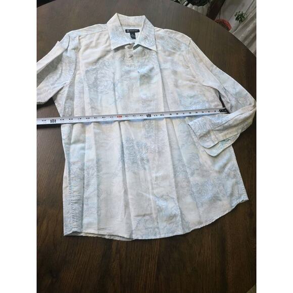 INC International Concepts men size XL long sleeve button up Blue floral linen - Picture 13 of 16